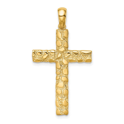 14K Gelbgold Nugget-Kreuz-Anhänger
