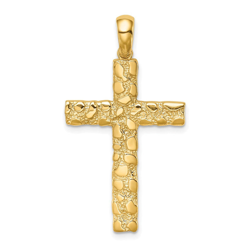 14K Gelbgold Nugget-Kreuz-Anhänger
