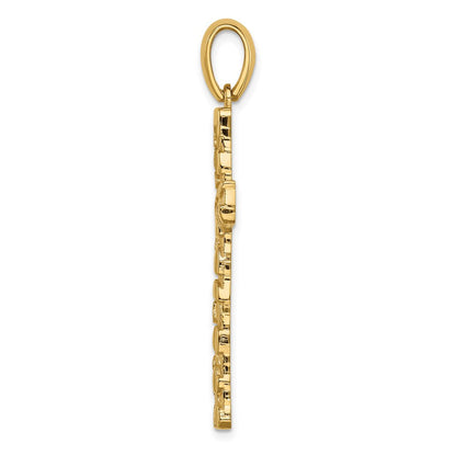 14K Gelbgold Nugget-Kreuzanhänger