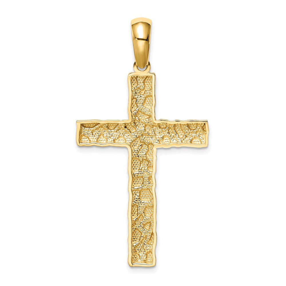 14K Gelbgold Nugget-Kreuzanhänger