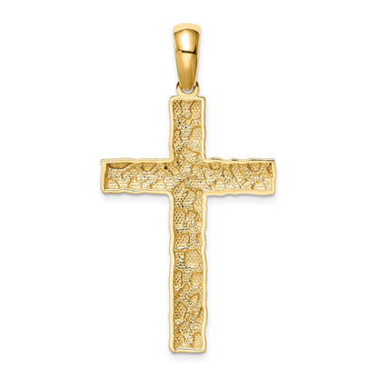 14K Gelbgold Nugget-Kreuzanhänger