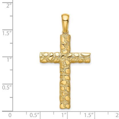 14K Gelbgold Nugget-Kreuzanhänger