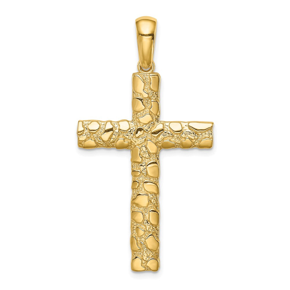 14K Gelbgold Nugget-Kreuzanhänger