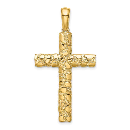14K Gelbgold Nugget-Kreuzanhänger