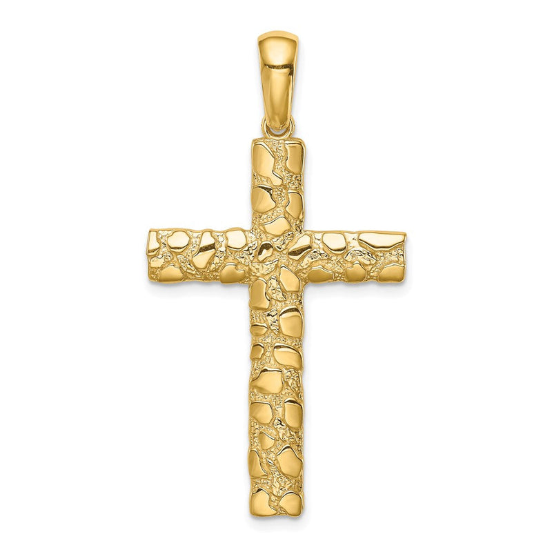 14K Gelbgold Nugget-Kreuzanhänger