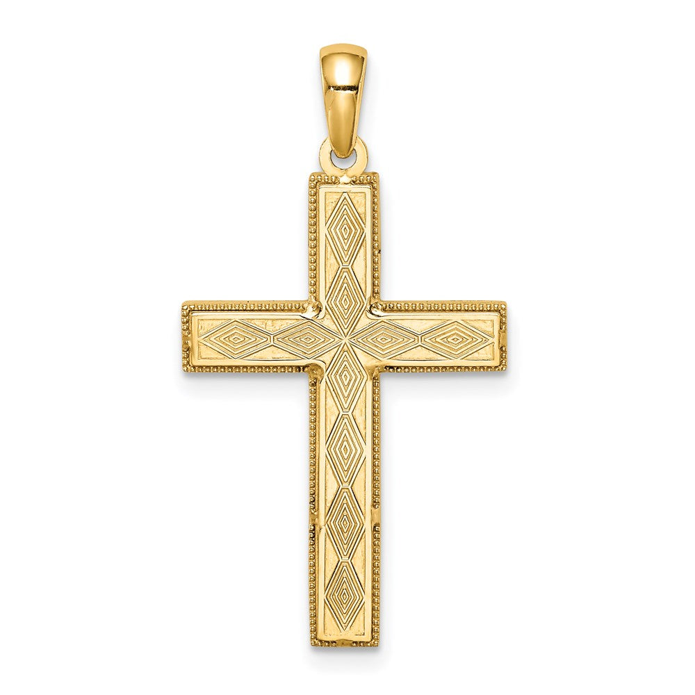 14K Gelbgold Kreuz-Anhänger, wendbar, mit grüner Emaille
