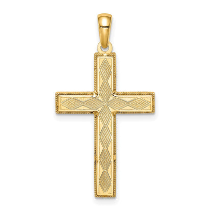 14K Gelbgold Kreuz-Anhänger, wendbar, mit grüner Emaille