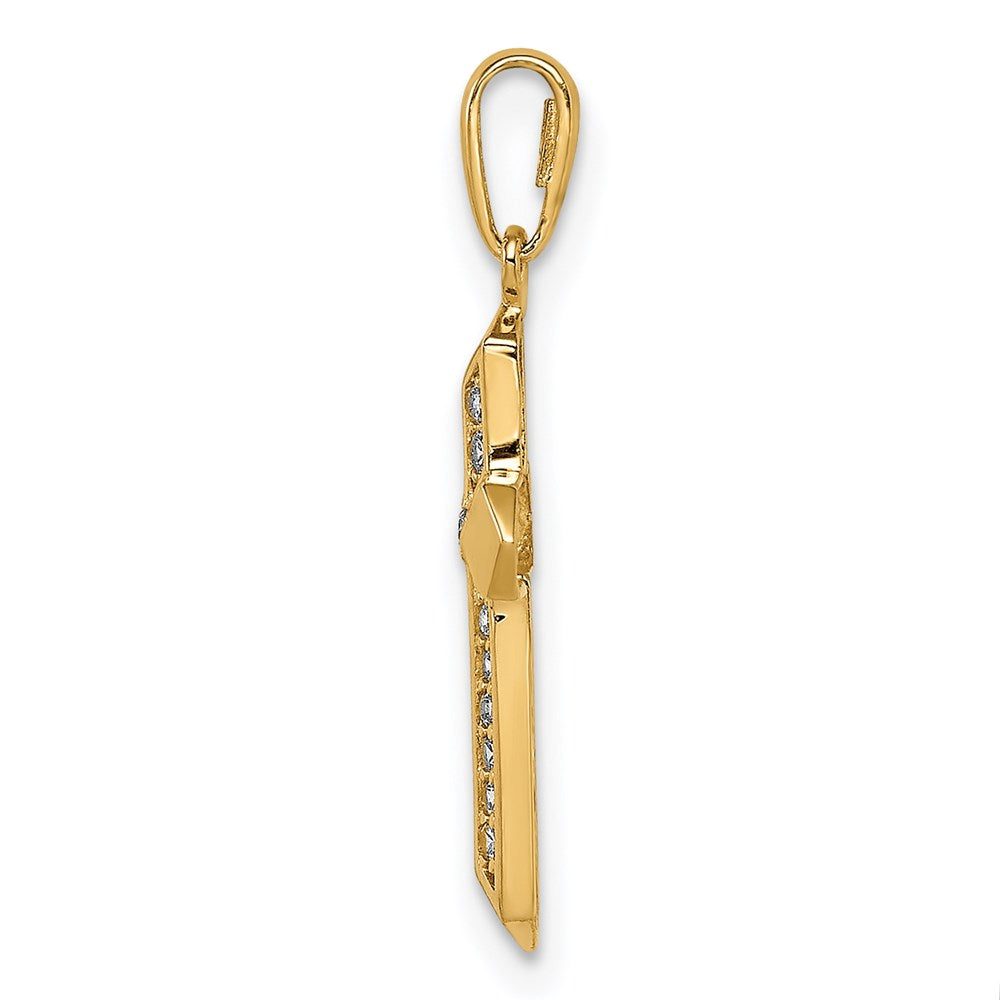 14K Gelbgold 14K Kreuz Zirkonia Anhänger