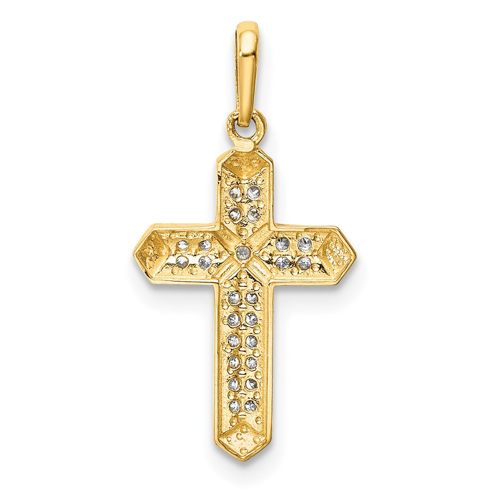 14K Gelbgold 14K Kreuz Zirkonia Anhänger