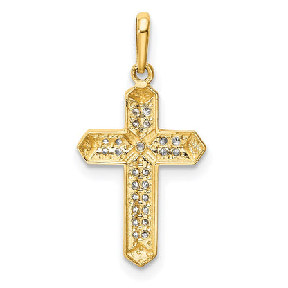 14K Gelbgold 14K Kreuz Zirkonia Anhänger