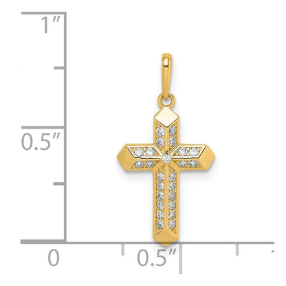 14K Gelbgold 14K Kreuz Zirkonia Anhänger