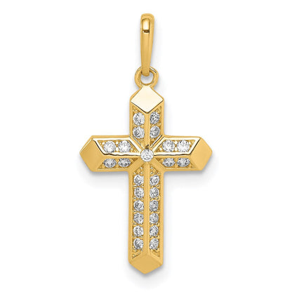 14K Gelbgold 14K Kreuz Zirkonia Anhänger