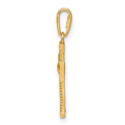14K Gelbgold 14K Diamantiert Kreuz Anhänger