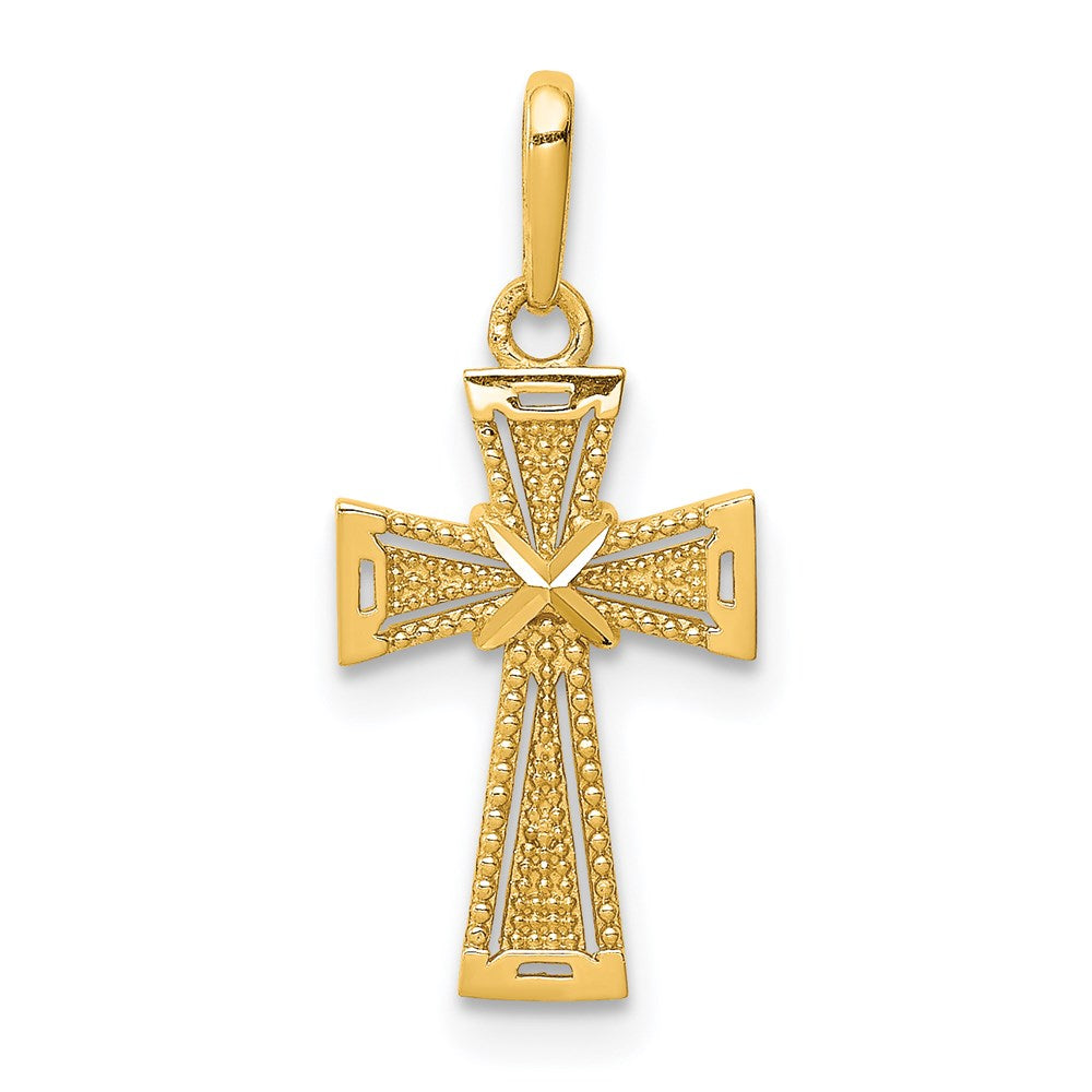 14K Gelbgold 14K Diamantiert Kreuz Anhänger