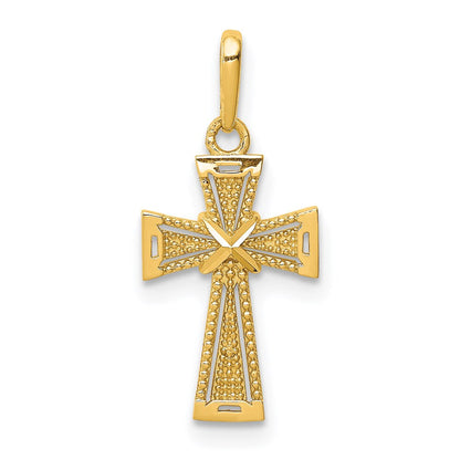 14K Gelbgold 14K Diamantiert Kreuz Anhänger