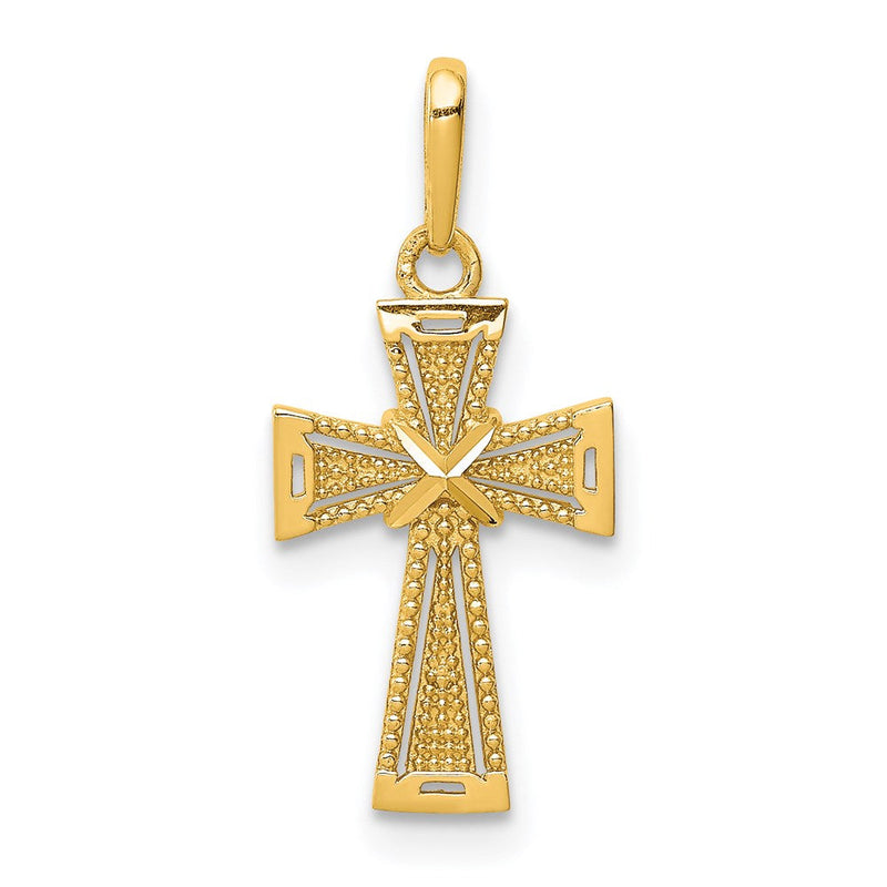 14K Gelbgold 14K Diamantiert Kreuz Anhänger