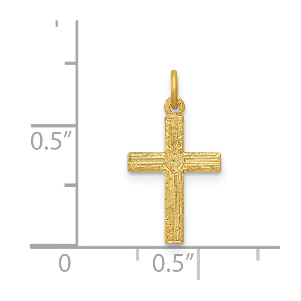 14K Gelbgold 14K Herz Kreuz Charm