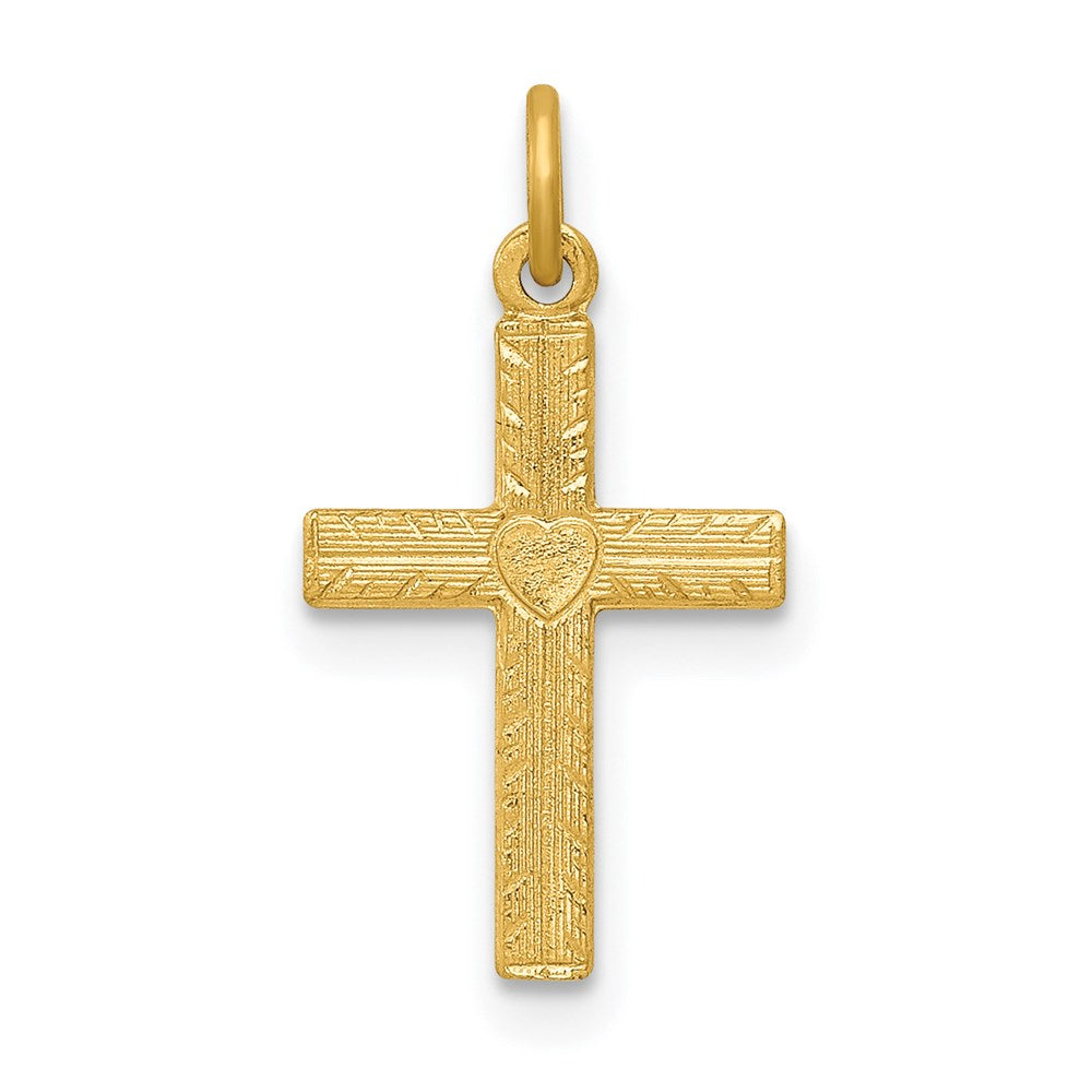 14K Gelbgold 14K Herz Kreuz Charm