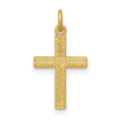 14K Gelbgold 14K Herz Kreuz Charm