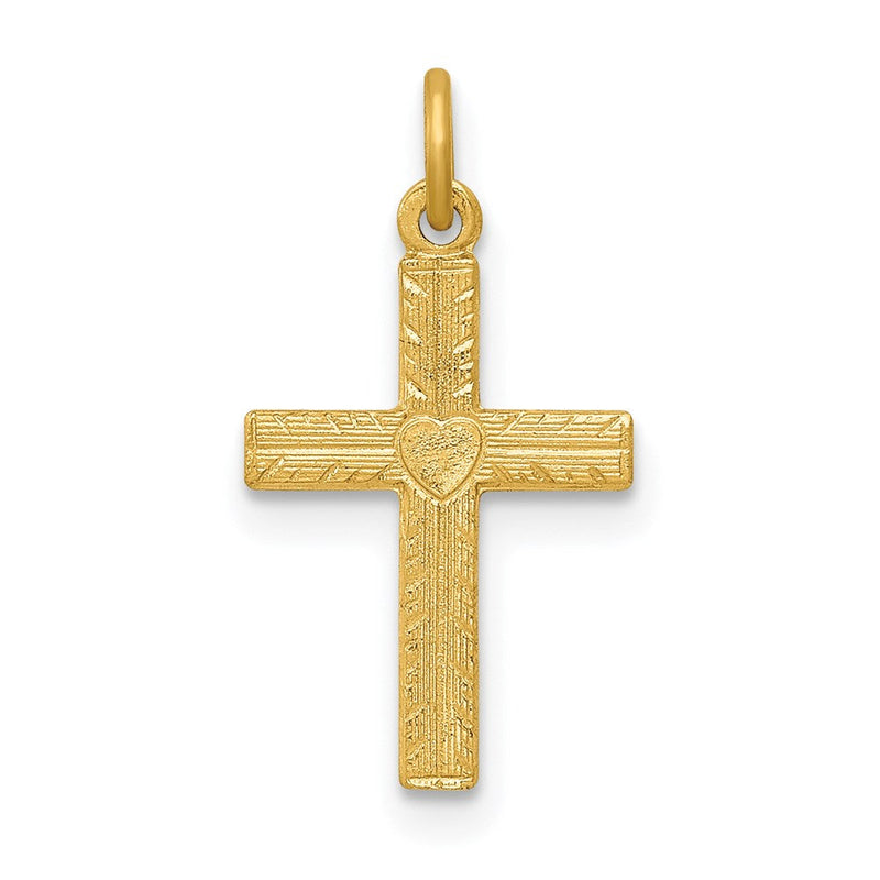 14K Gelbgold 14K Herz Kreuz Charm