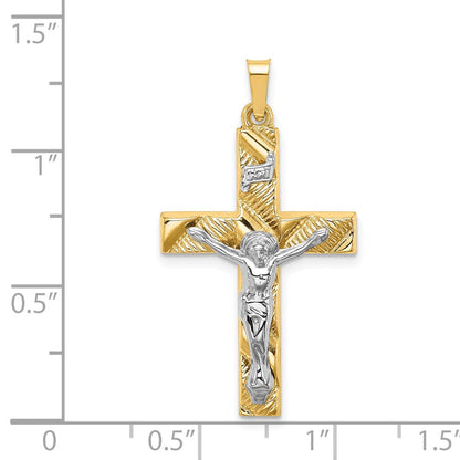 14K Bicolor 14K Bicolor Hohl Poliert Strukturiert Lateinisch Kruzifix