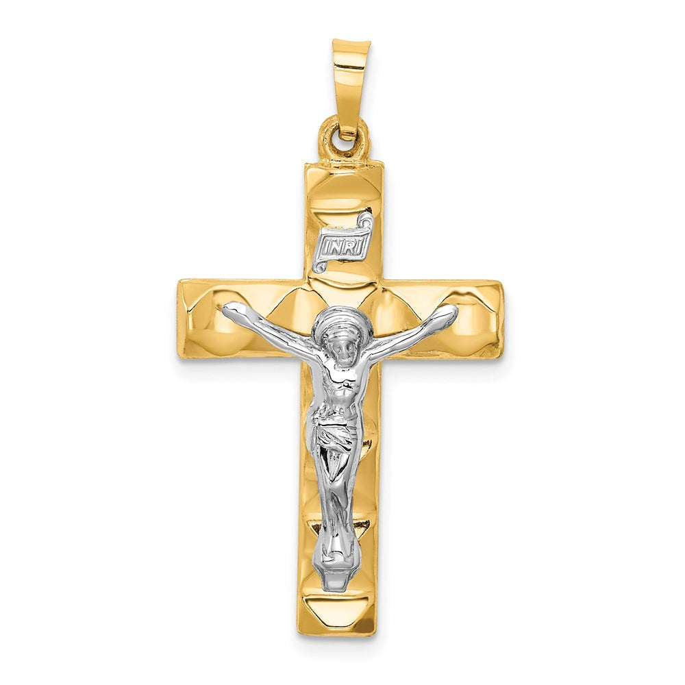 14K Bicolor 14K Bicolor Hohl Poliert Strukturiert Lateinisch Kruzifix