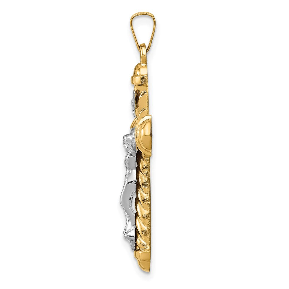 14K Bicolor 14K Bicolor Hohl Poliert Chevron Design Kruzifix