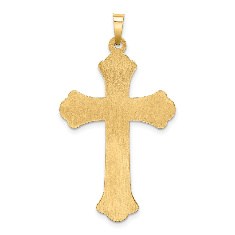14K Bicolor 14K Bicolor Hohl Poliert Geflochten Fleur De Lis Kruzifix