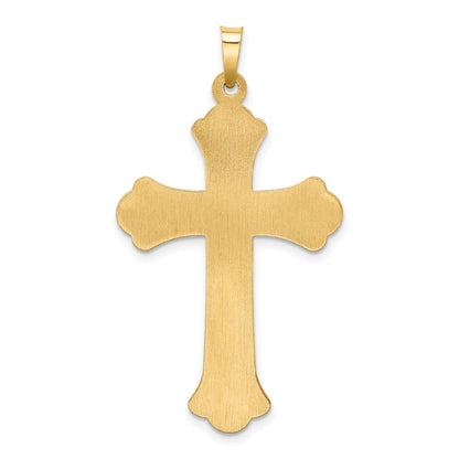 14K Bicolor 14K Bicolor Hohl Poliert Geflochten Fleur De Lis Kruzifix