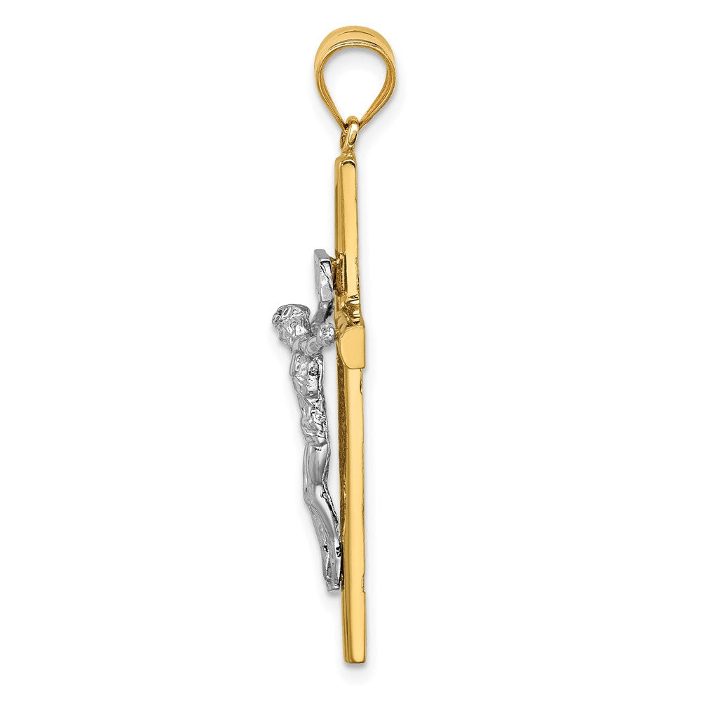14K Bicolor-Gold Poliert INRI Kruzifix-Kreuzanhänger