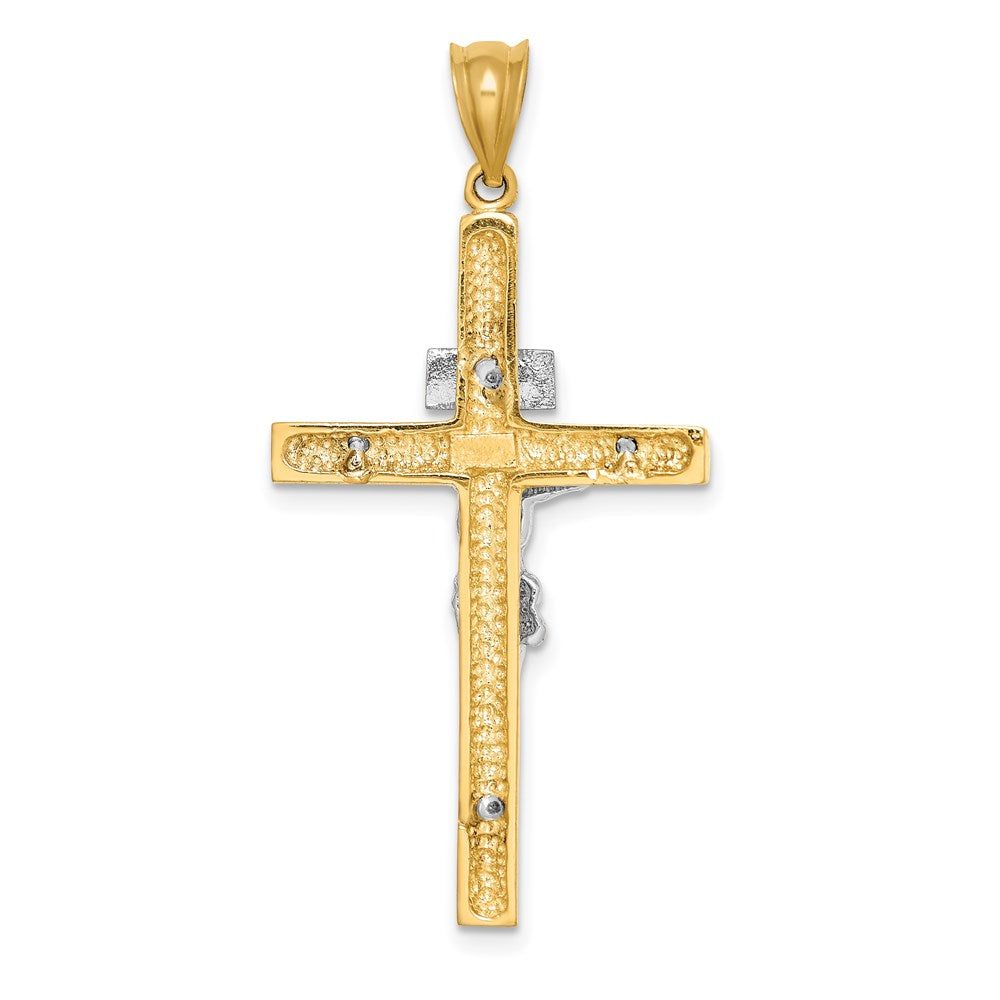 14K Bicolor-Gold Poliert INRI Kruzifix-Kreuzanhänger