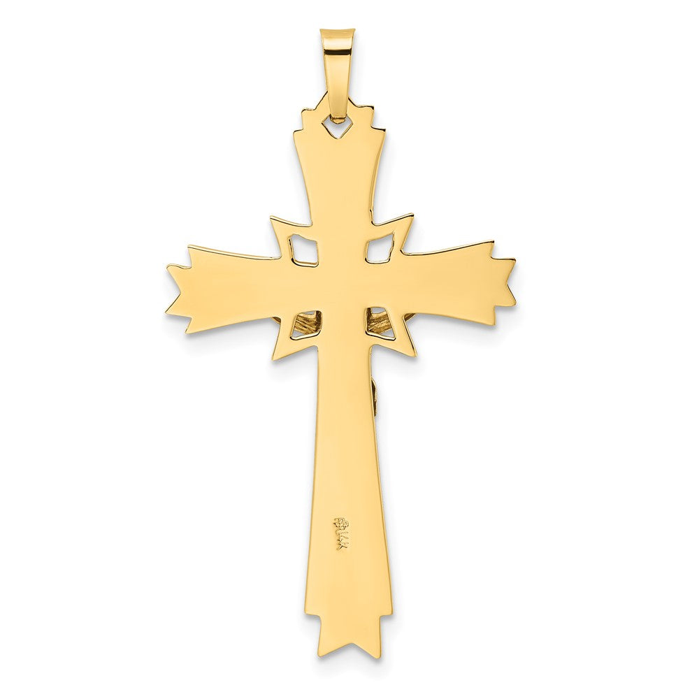 14K Bicolor-Gold Polierter Massiver Fancy-INRI-Kruzifix-Anhänger