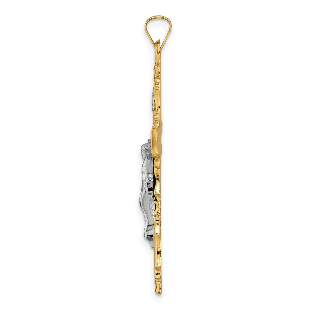 14K Bicolor Gold Solides INRI-Kruzifix-Anhänger