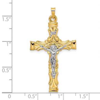 14K Bicolor Gold Solides INRI-Kruzifix-Anhänger