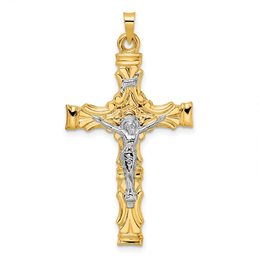 14K Bicolor Gold Solides INRI-Kruzifix-Anhänger