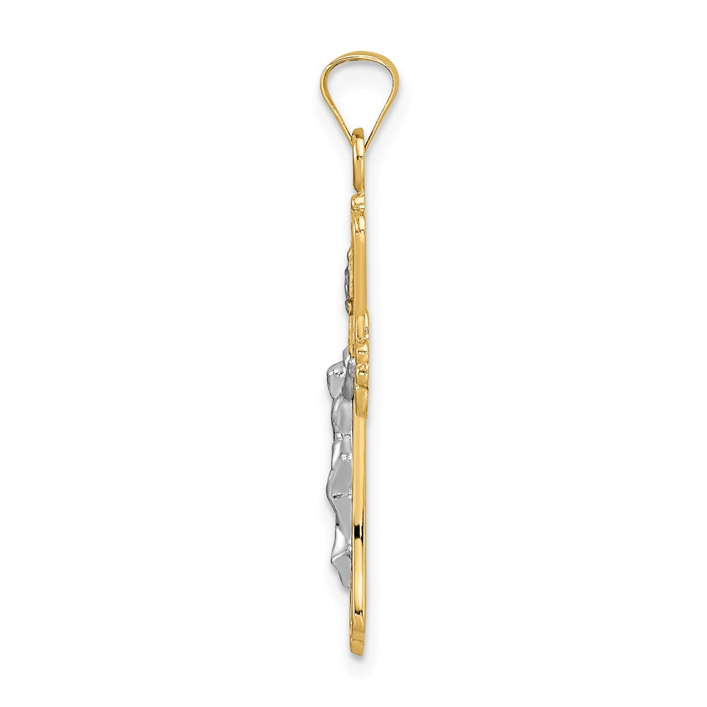 14K Bicolor Gold Polierter Massiver INRI Kruzifix-Anhänger