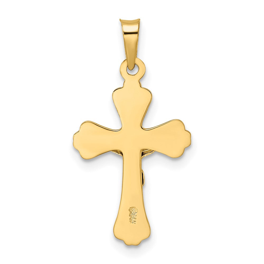 14K Bicolor Gold polierter massiver INRI-Kruzifix-Anhänger