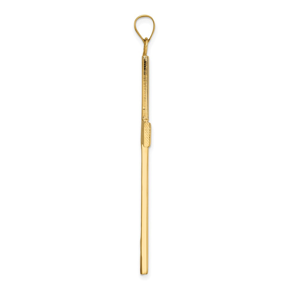 14K Gelbgold Polierter Kreuzanhänger mit Liniendesign, massiv