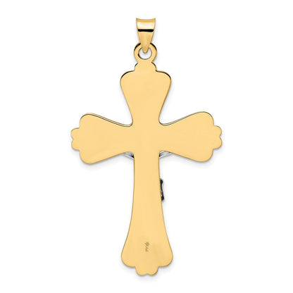 14K Bicolor-Gold Polierter Massiver Fancy-INRI-Kruzifix-Anhänger