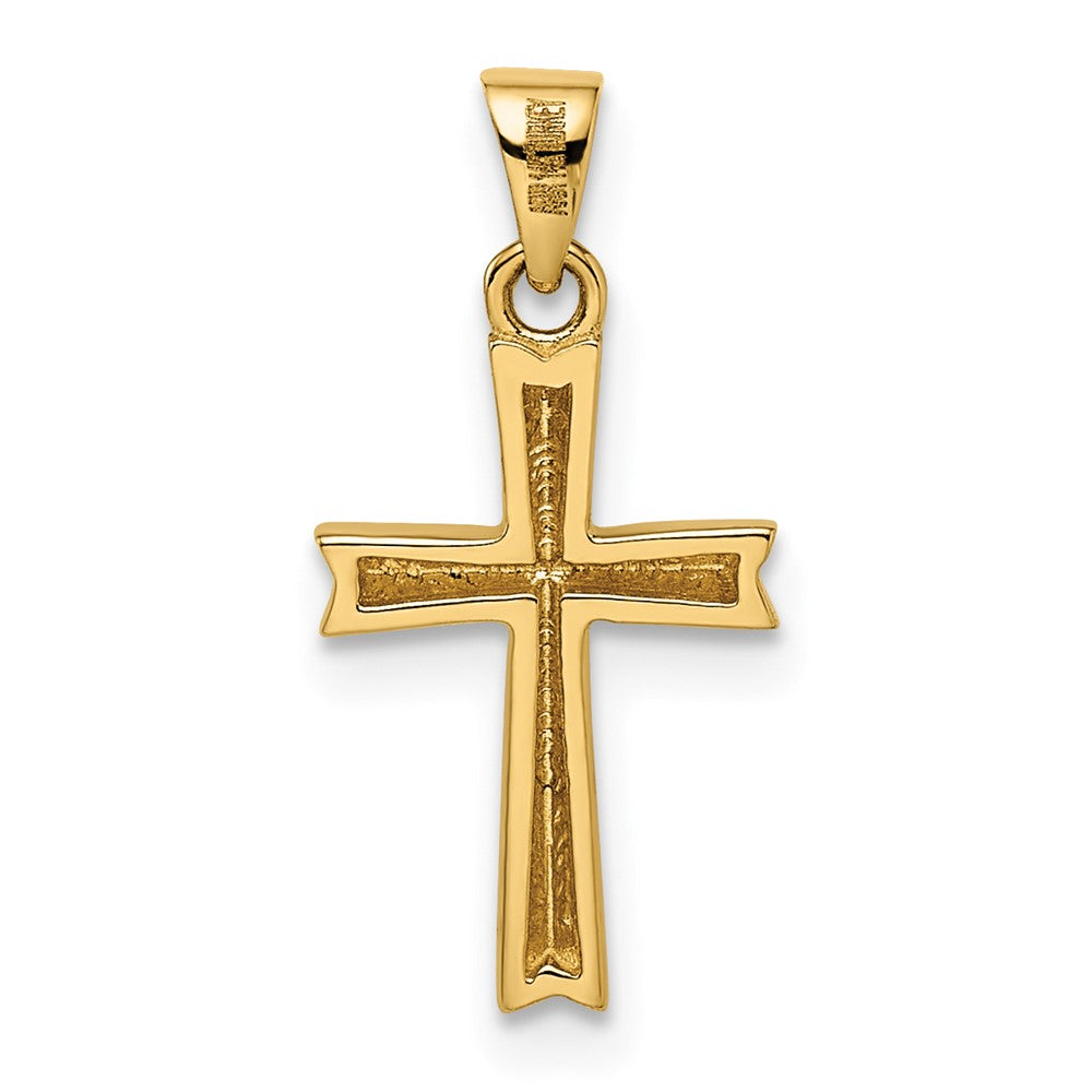 14K Gelb & Rhodium 14K mit Rhodium Diamantiert Klein Lateinisch Kreuz Anhänger