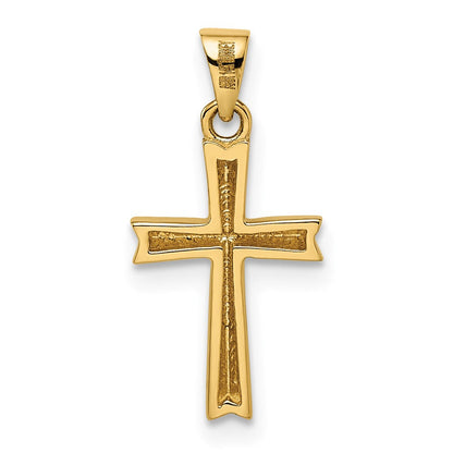 14K Gelb & Rhodium 14K mit Rhodium Diamantiert Klein Lateinisch Kreuz Anhänger