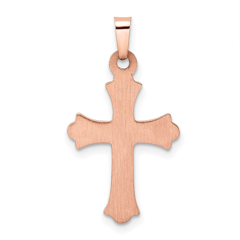 14K Bicolor 14K Rose und Weißgold Poliert Fleur De Lis Inri Hohl Kruzifix