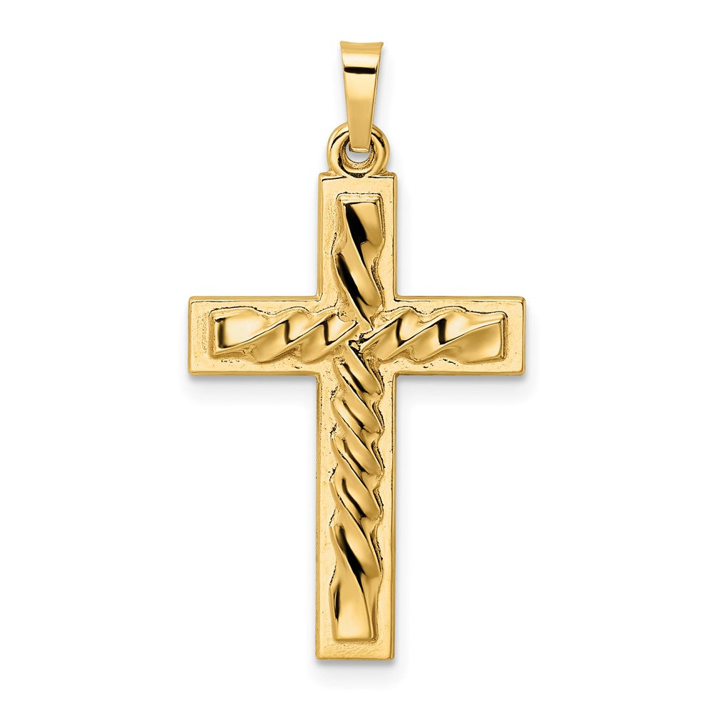 14K Gelbgold 14K Poliert und Gedreht Hohl Kreuz Anhänger