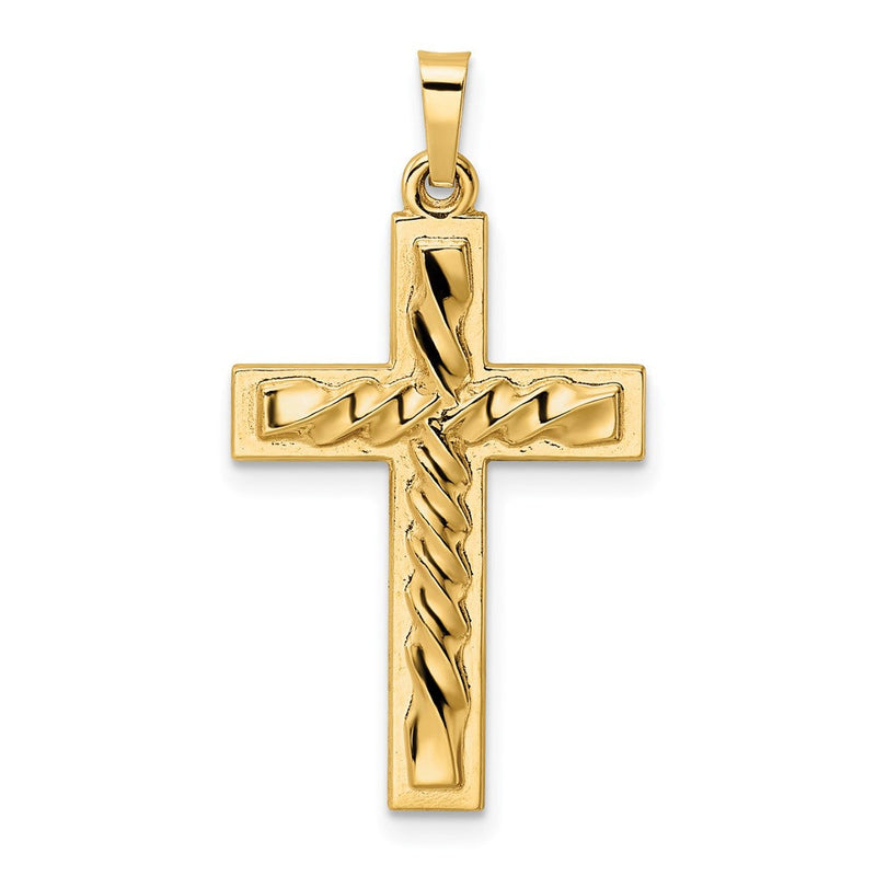 14K Gelbgold 14K Poliert und Gedreht Hohl Kreuz Anhänger