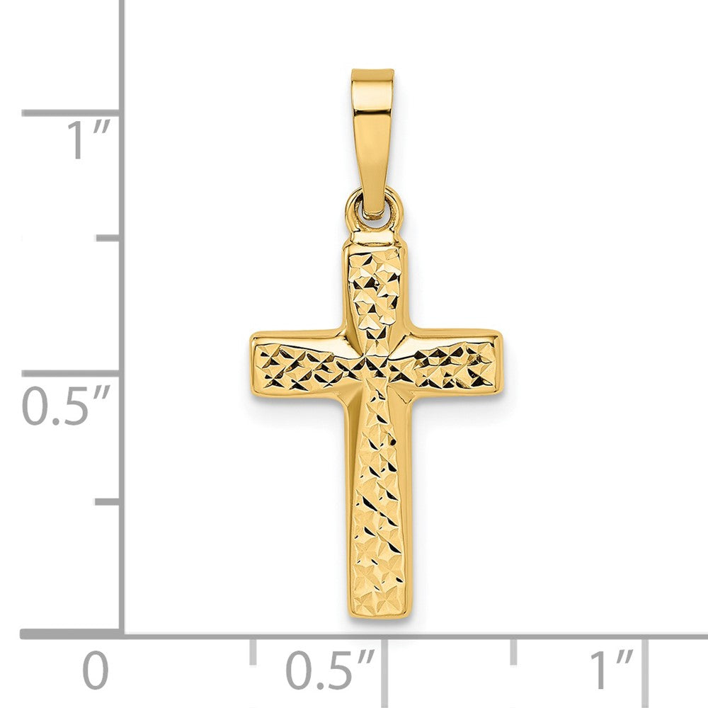 14K Gelbgold 14K Poliert Diamantiert Wendbar Gewölbt Kreuz Anhänger
