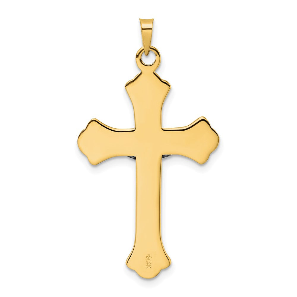 14K Bicolor Gold Polierter Massiver INRI Fleur-de-Lis-Kruzifix-Anhänger