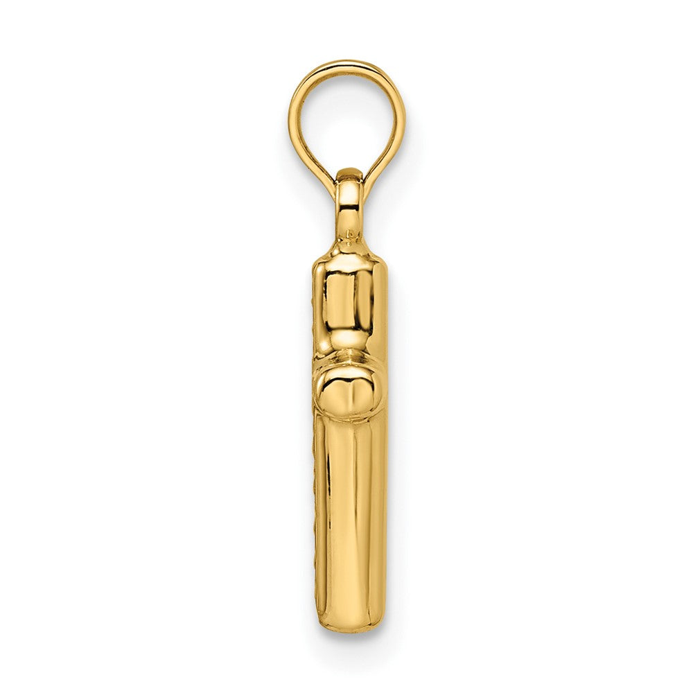 14K Gelbgold 14K Poliert Diamantiert Wendbar Gewölbt Kreuz Anhänger
