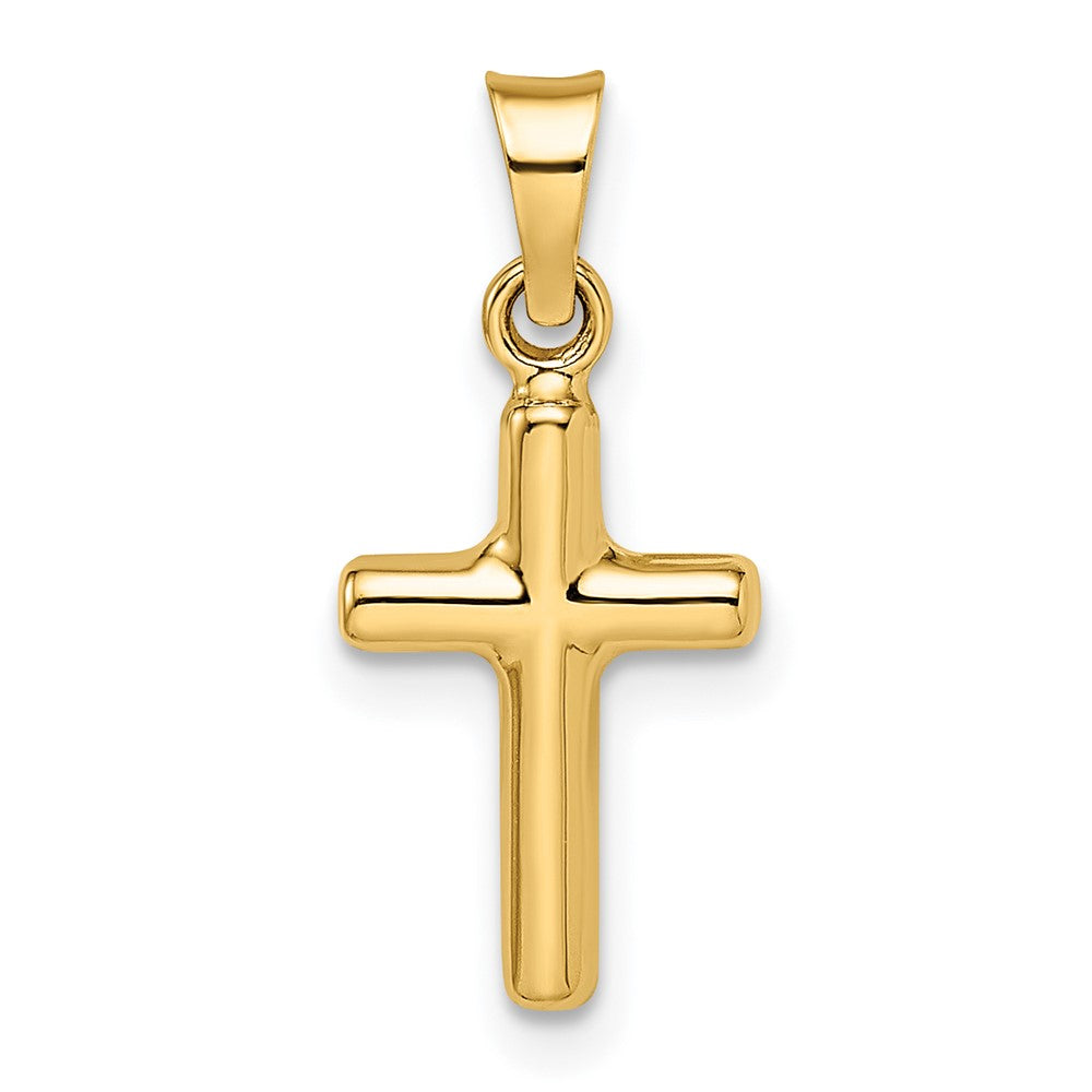 14K Gelbgold 14K Poliert Diamantiert Wendbar Gewölbt Kreuz Anhänger
