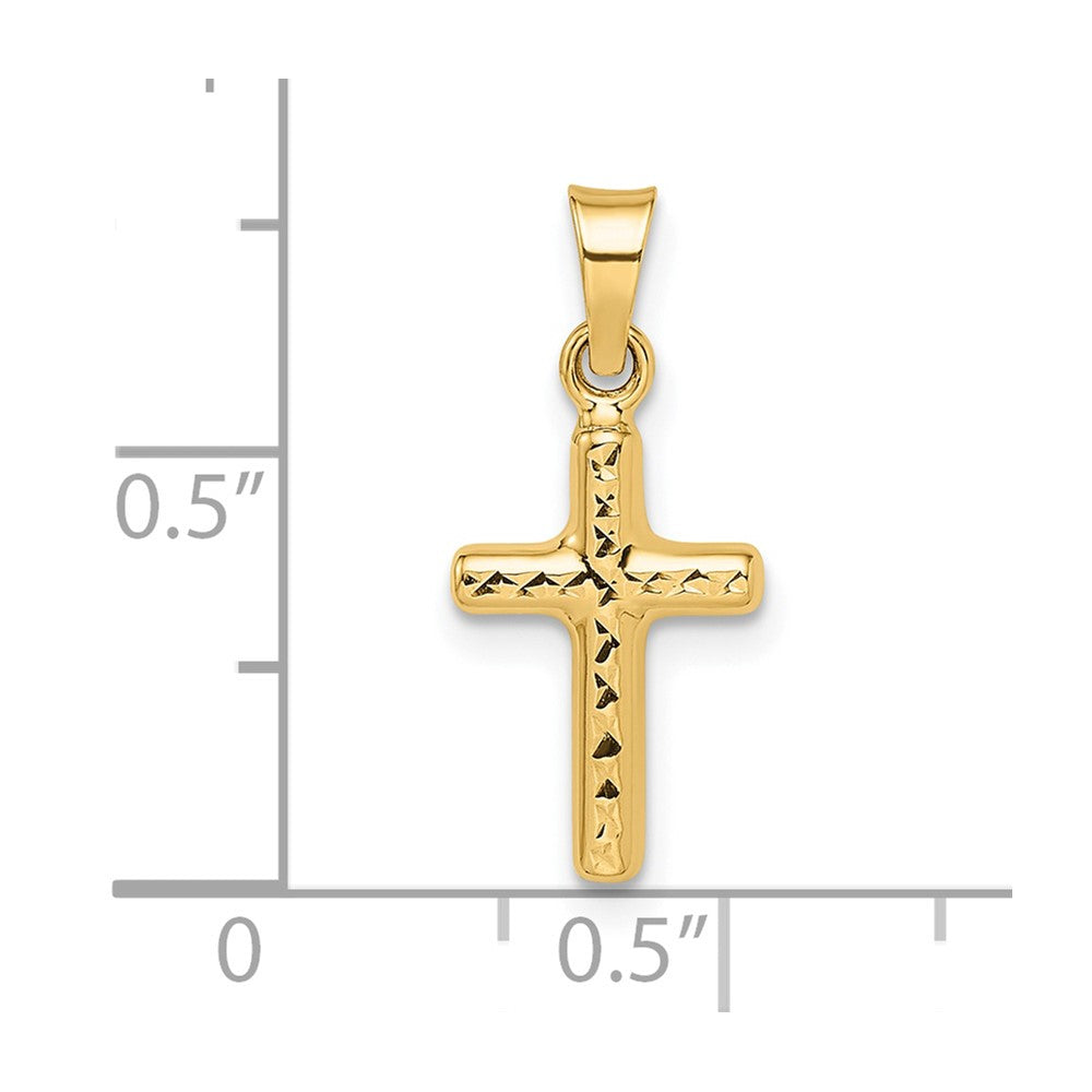 14K Gelbgold 14K Poliert Diamantiert Wendbar Gewölbt Kreuz Anhänger