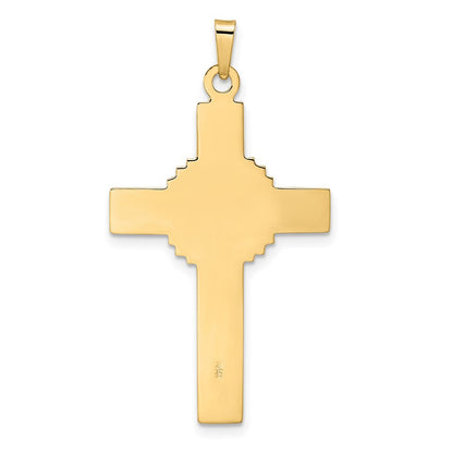 14K Bicolor Gold Polierter Massiver Keltischer INRI Kruzifix-Anhänger
